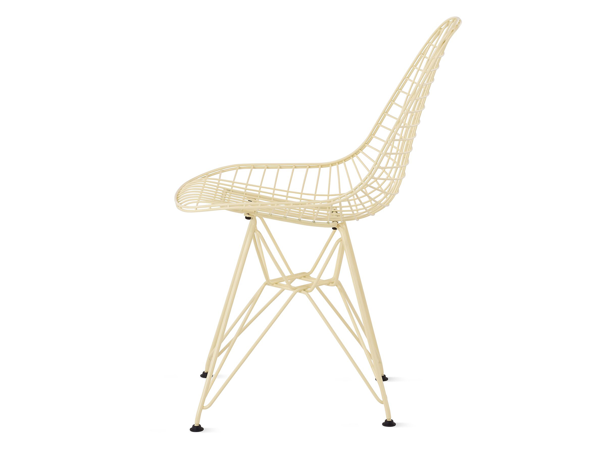 Powder yellow wire chair with wire side view
